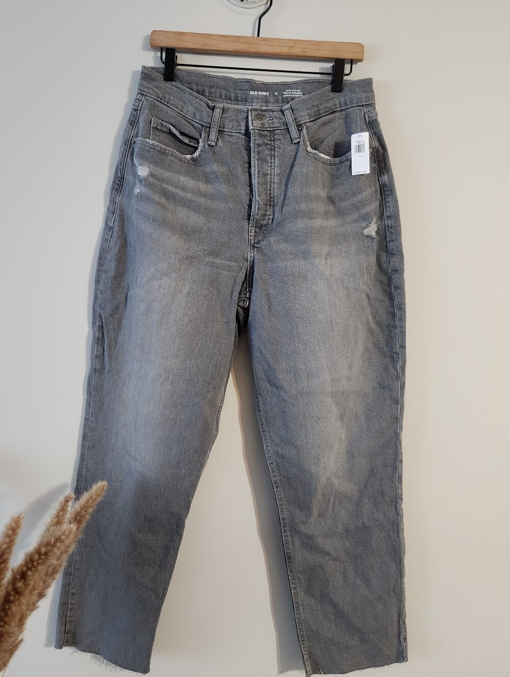 Old Navy Gray Sky High Straight Jeans